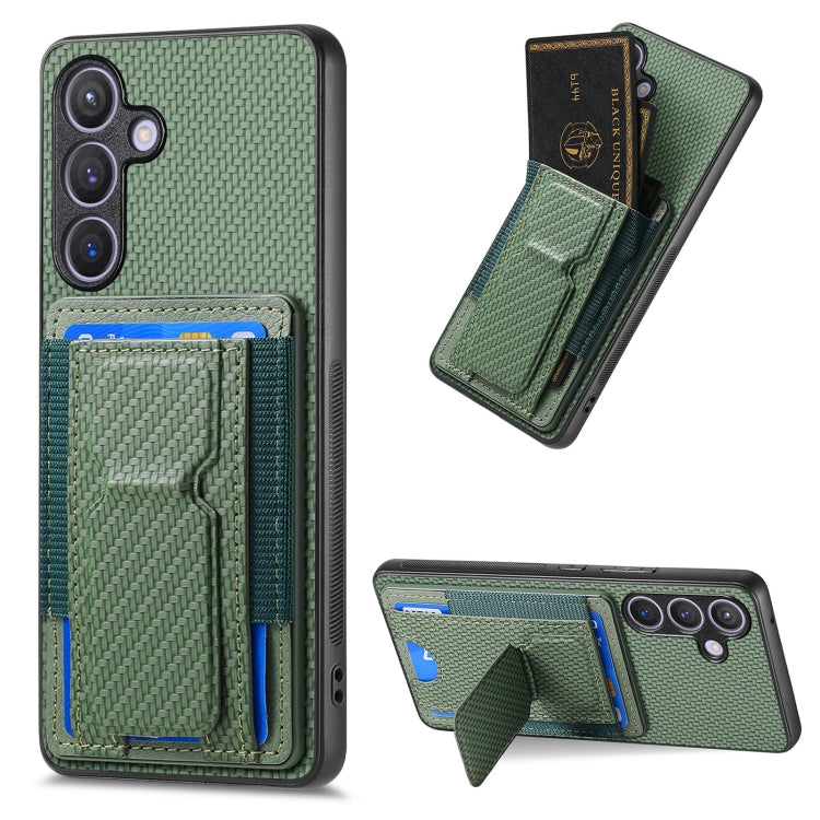 Custodia per telefono con borsa elastica per carte con supporto pieghevole in fibra di carbonio, For Samsung Galaxy S23 5G, For Samsung Galaxy A04 4G, For Samsung Galaxy M53 5G, For Samsung Galaxy M23 5G