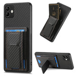 Custodia per telefono con borsa elastica per carte con supporto pieghevole in fibra di carbonio, For Samsung Galaxy S23 5G, For Samsung Galaxy A04 4G, For Samsung Galaxy M53 5G, For Samsung Galaxy M23 5G