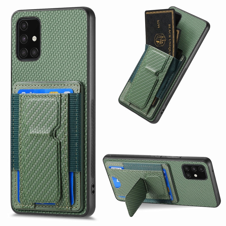 Custodia con borsa elastica per carte e supporto pieghevole in fibra di carbonio