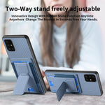 Custodia per telefono con borsa elastica per carte e supporto pieghevole in