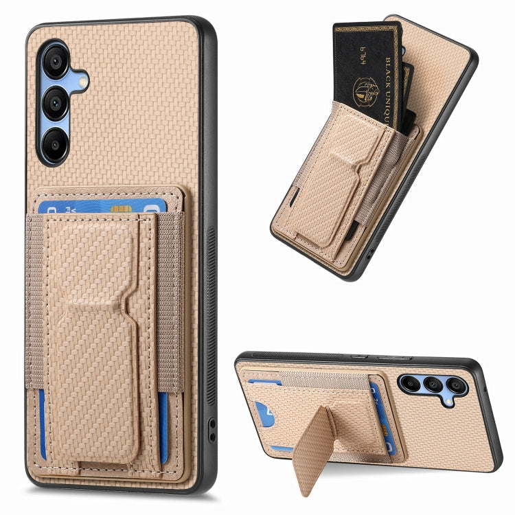 Custodia con borsa elastica per carte e supporto pieghevole in fibra di carbonio