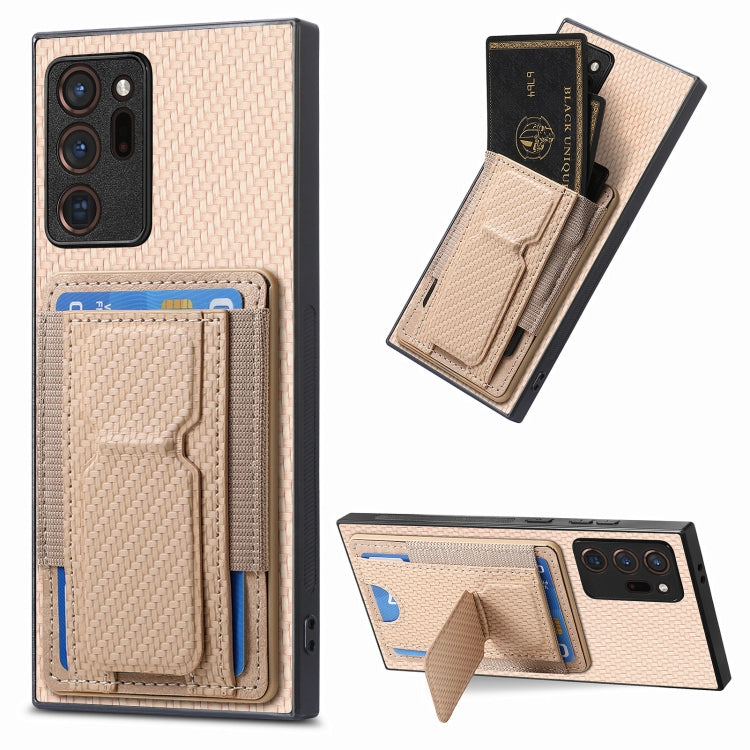 Custodia con borsa elastica per carte e supporto pieghevole in fibra di carbonio