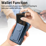 Custodia con borsa elastica per carte e supporto pieghevole in fibra di carbonio