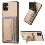 Custodia per telefono con borsa elastica per carte con supporto pieghevole in fibra di carbonio, For Samsung Galaxy S23 5G, For Samsung Galaxy A04 4G, For Samsung Galaxy M53 5G, For Samsung Galaxy M23 5G