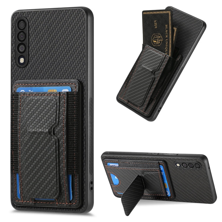 Custodia con borsa elastica per carte e supporto pieghevole in fibra di carbonio