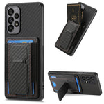Custodia per telefono con borsa elastica per carte con supporto pieghevole in fibra di carbonio, For Samsung Galaxy S23 5G, For Samsung Galaxy A04 4G, For Samsung Galaxy M53 5G, For Samsung Galaxy M23 5G