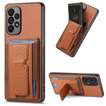 Custodia per telefono con borsa elastica per carte con supporto pieghevole in fibra di carbonio, For Samsung Galaxy S23 5G, For Samsung Galaxy A04 4G, For Samsung Galaxy M53 5G, For Samsung Galaxy M23 5G