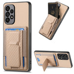 Custodia per telefono con borsa elastica per carte con supporto pieghevole in fibra di carbonio, For Samsung Galaxy S23 5G, For Samsung Galaxy A04 4G, For Samsung Galaxy M53 5G, For Samsung Galaxy M23 5G