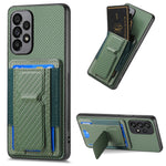 Custodia per telefono con borsa elastica per carte con supporto pieghevole in fibra di carbonio, For Samsung Galaxy S23 5G, For Samsung Galaxy A04 4G, For Samsung Galaxy M53 5G, For Samsung Galaxy M23 5G