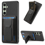 Custodia per telefono con borsa elastica per carte con supporto pieghevole in fibra di carbonio, For Samsung Galaxy A57 5G, For Samsung Galaxy A37 5G, For Samsung Galaxy S25 Edge 5G, For Samsung Galaxy A56 5G