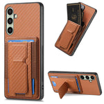 Custodia per telefono con borsa elastica per carte con supporto pieghevole in fibra di carbonio, For Samsung Galaxy A57 5G, For Samsung Galaxy A37 5G, For Samsung Galaxy S25 Edge 5G, For Samsung Galaxy A56 5G