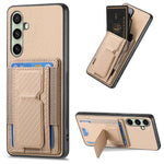 Custodia per telefono con borsa elastica per carte con supporto pieghevole in fibra di carbonio, For Samsung Galaxy A57 5G, For Samsung Galaxy A37 5G, For Samsung Galaxy S25 Edge 5G, For Samsung Galaxy A56 5G