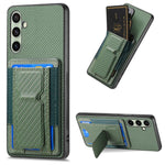 Custodia per telefono con borsa elastica per carte con supporto pieghevole in fibra di carbonio, For Samsung Galaxy A57 5G, For Samsung Galaxy A37 5G, For Samsung Galaxy S25 Edge 5G, For Samsung Galaxy A56 5G
