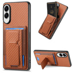 Custodia per telefono con borsa elastica per carte con supporto pieghevole in fibra di carbonio, For Samsung Galaxy A57 5G, For Samsung Galaxy A37 5G, For Samsung Galaxy S25 Edge 5G, For Samsung Galaxy A56 5G