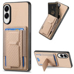 Custodia per telefono con borsa elastica per carte con supporto pieghevole in fibra di carbonio, For Samsung Galaxy A57 5G, For Samsung Galaxy A37 5G, For Samsung Galaxy S25 Edge 5G, For Samsung Galaxy A56 5G