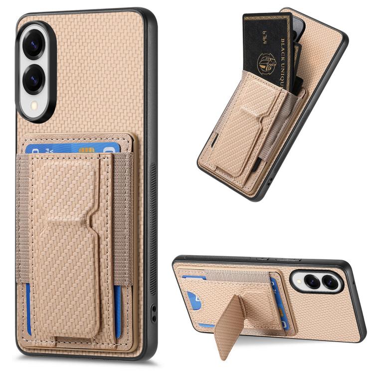 Custodia per telefono con borsa elastica per carte con supporto pieghevole in fibra di carbonio, For Samsung Galaxy A57 5G, For Samsung Galaxy A37 5G, For Samsung Galaxy S25 Edge 5G, For Samsung Galaxy A56 5G