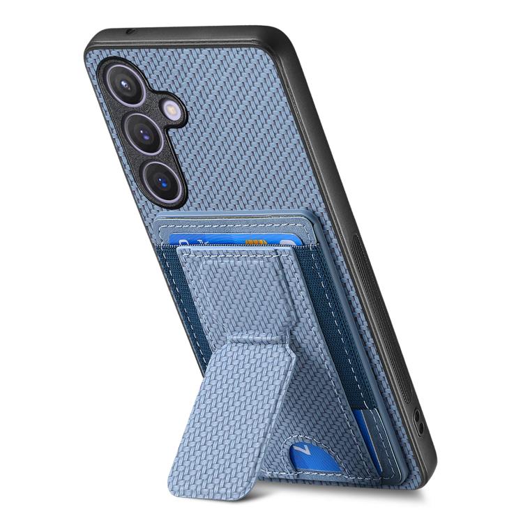 Custodia per telefono con borsa elastica per carte con supporto pieghevole in fibra di carbonio, For Samsung Galaxy A57 5G, For Samsung Galaxy A37 5G, For Samsung Galaxy S25 Edge 5G, For Samsung Galaxy A56 5G