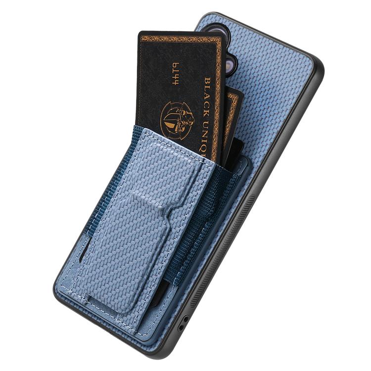 Custodia per telefono con borsa elastica per carte con supporto pieghevole in fibra di carbonio, For Samsung Galaxy A57 5G, For Samsung Galaxy A37 5G, For Samsung Galaxy S25 Edge 5G, For Samsung Galaxy A56 5G