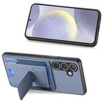 Custodia per telefono con borsa elastica per carte con supporto pieghevole in fibra di carbonio, For Samsung Galaxy A57 5G, For Samsung Galaxy A37 5G, For Samsung Galaxy S25 Edge 5G, For Samsung Galaxy A56 5G