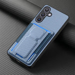 Custodia per telefono con borsa elastica per carte con supporto pieghevole in fibra di carbonio, For Samsung Galaxy A57 5G, For Samsung Galaxy A37 5G, For Samsung Galaxy S25 Edge 5G, For Samsung Galaxy A56 5G