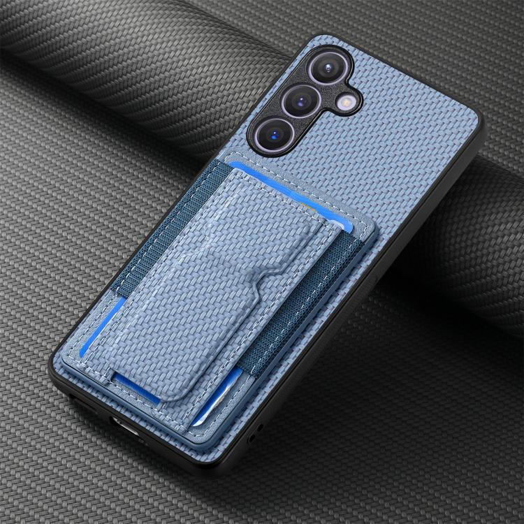 Custodia per telefono con borsa elastica per carte con supporto pieghevole in fibra di carbonio, For Samsung Galaxy A57 5G, For Samsung Galaxy A37 5G, For Samsung Galaxy S25 Edge 5G, For Samsung Galaxy A56 5G
