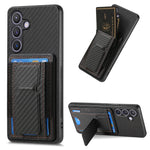 Custodia per telefono con borsa elastica per carte con supporto pieghevole in fibra di carbonio, For Samsung Galaxy A57 5G, For Samsung Galaxy A37 5G, For Samsung Galaxy S25 Edge 5G, For Samsung Galaxy A56 5G