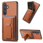 Custodia per telefono con borsa elastica per carte con supporto pieghevole in fibra di carbonio, For Samsung Galaxy A57 5G, For Samsung Galaxy A37 5G, For Samsung Galaxy S25 Edge 5G, For Samsung Galaxy A56 5G