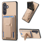 Custodia per telefono con borsa elastica per carte con supporto pieghevole in fibra di carbonio, For Samsung Galaxy A57 5G, For Samsung Galaxy A37 5G, For Samsung Galaxy S25 Edge 5G, For Samsung Galaxy A56 5G