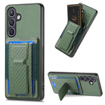 Custodia per telefono con borsa elastica per carte con supporto pieghevole in fibra di carbonio, For Samsung Galaxy A57 5G, For Samsung Galaxy A37 5G, For Samsung Galaxy S25 Edge 5G, For Samsung Galaxy A56 5G