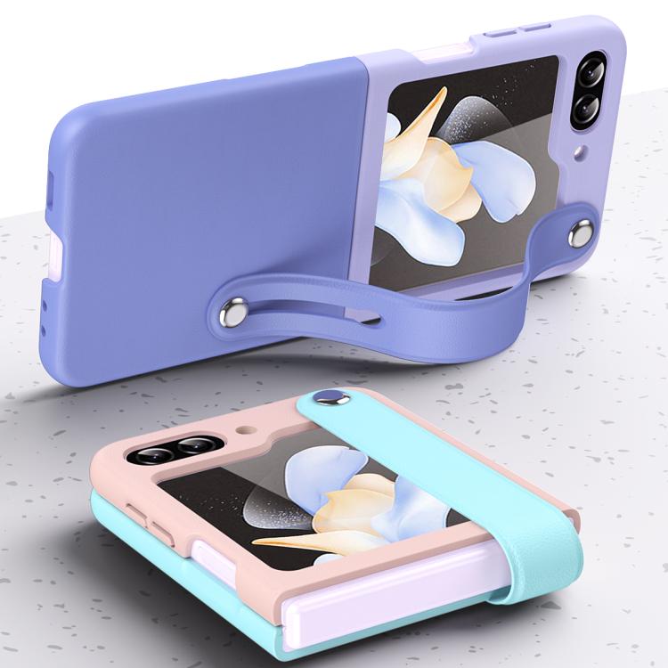 Custodia in pelle liscia con cinturino da polso per Samsung Galaxy Z Flip7 5G