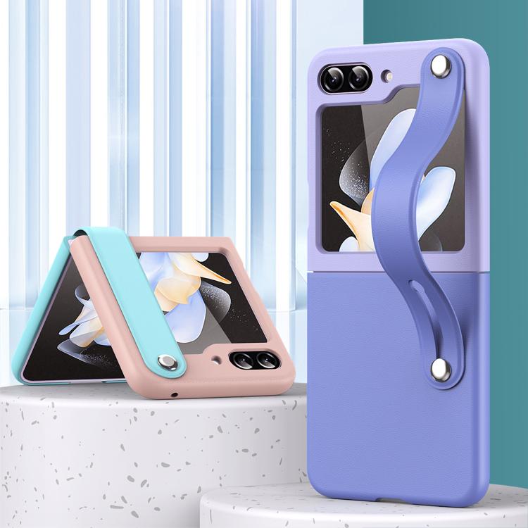 Custodia in pelle liscia con cinturino da polso per Samsung Galaxy Z Flip7 5G
