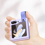 Custodia in pelle liscia con cinturino da polso per Samsung Galaxy Z Flip7 5G