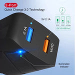 Caricatore doppio USB QC3.0 28W con presa americana