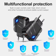 Caricatore per cellulare doppio USB QC3.0 18W TE-Q820 da 28 W, presa americana, US Plug