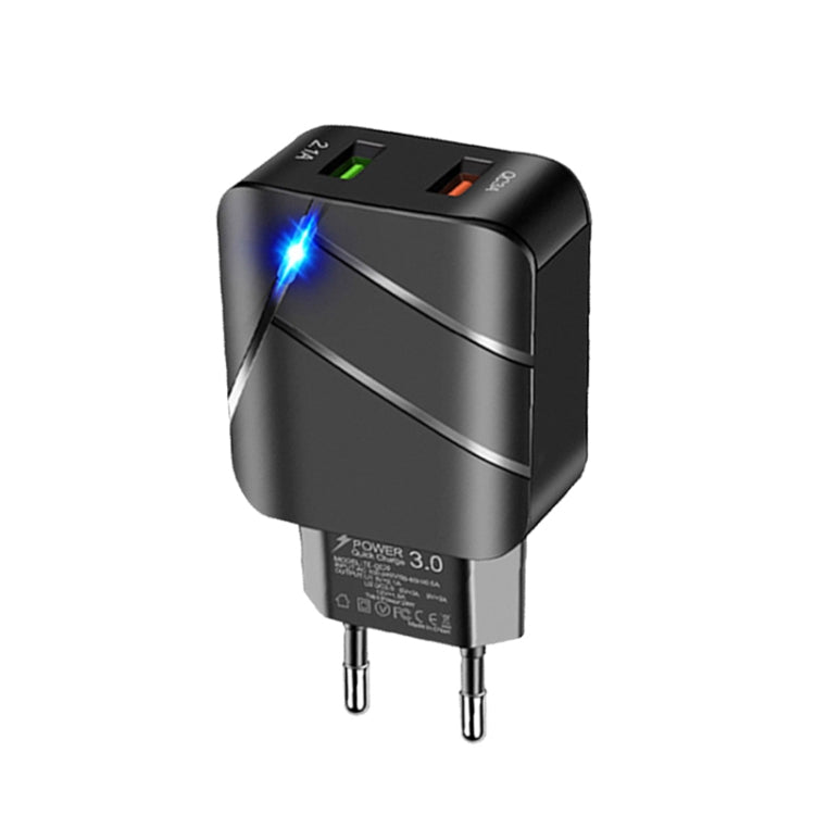 Caricabatterie doppio USB QC3.0 28W con presa europea