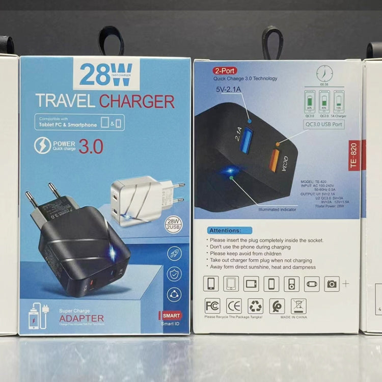 Caricabatterie doppio USB QC3.0 28W con presa europea