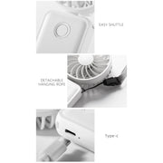 F458 Mini ventilatore portatile pieghevole regolabile a 3 velocità estivo con corda per il collo, F458 (Orange), F458 (Purple), F458 (White)