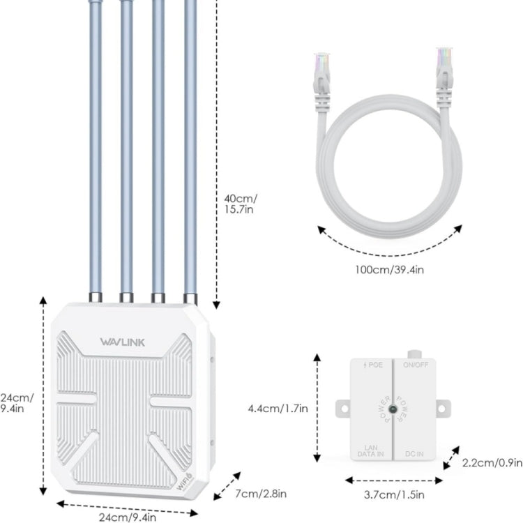 WAVLINK WN573HX3 AX3000 Router dual band wireless esterno WiFi impermeabile, US Plug, UK Plug, EU Plug, AU Plug