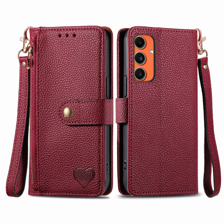 Custodia in pelle con cordino e cerniera per Samsung Galaxy C55