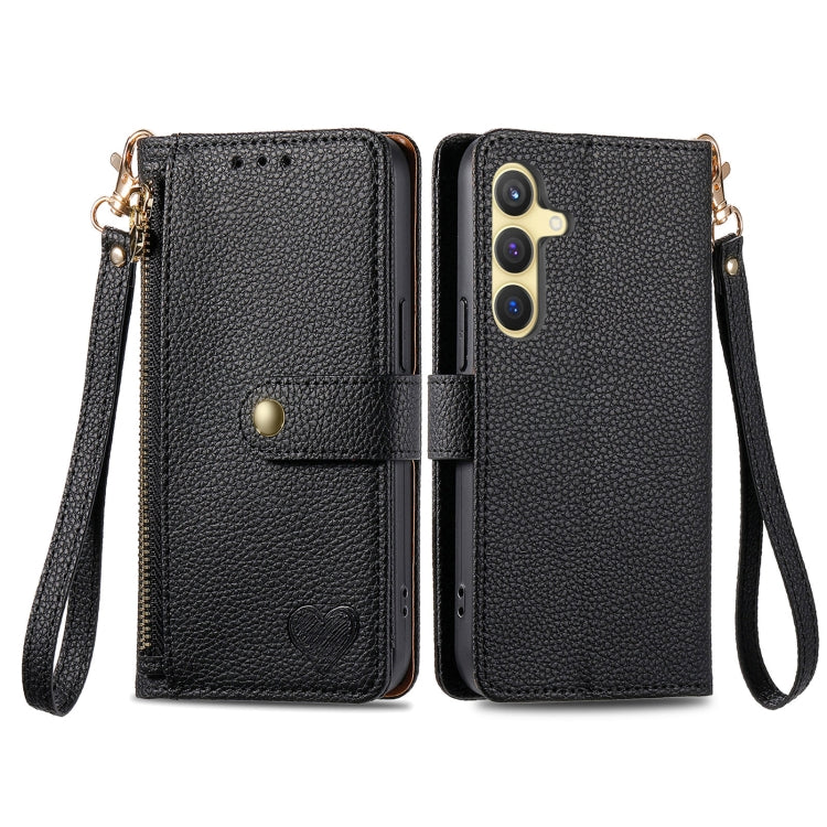 Custodia in pelle con cordino e cerniera per Samsung Galaxy S25 5G