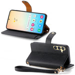 Custodia in pelle con cordino e cerniera per Samsung Galaxy S25 5G