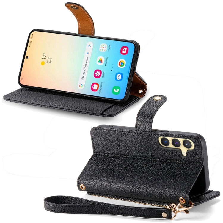 Custodia in pelle con cordino e cerniera per Samsung Galaxy S25 5G