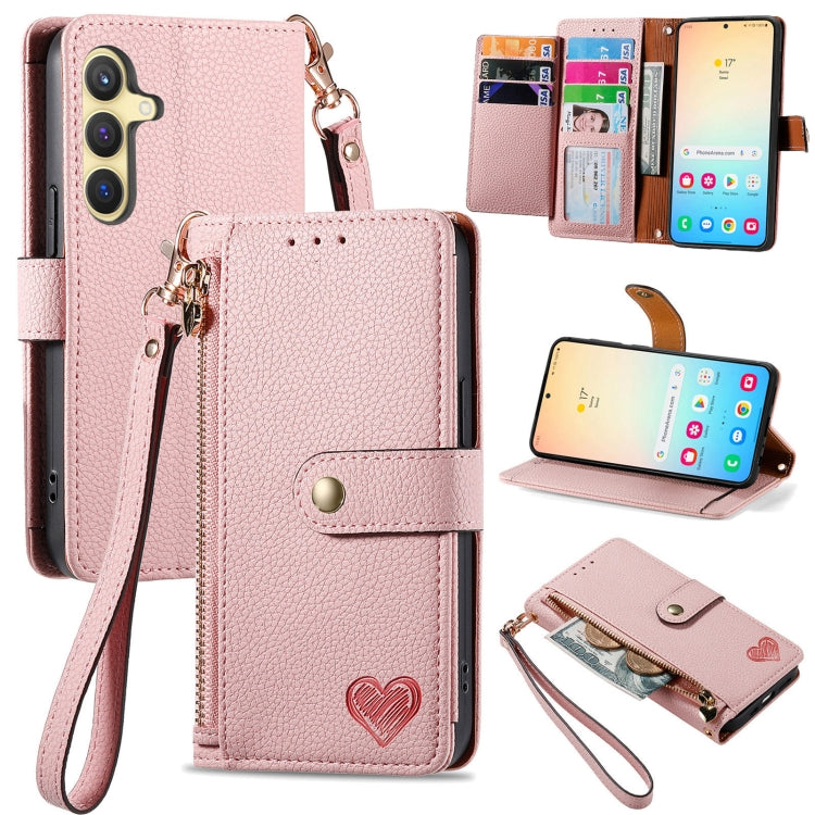 Custodia in pelle con cordino e cerniera per Samsung Galaxy S25 5G