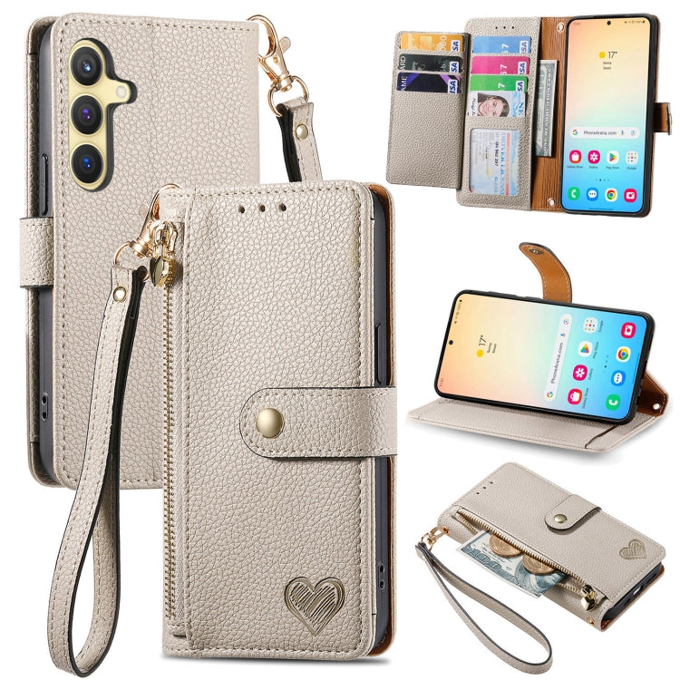 Custodia in pelle con cordino e cerniera per Samsung Galaxy S25 5G