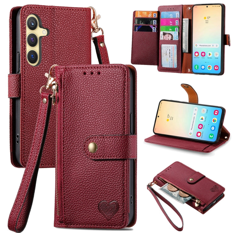 Custodia in pelle con cordino e cerniera per Samsung Galaxy S25 5G