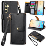 Custodia in pelle con cordino e cerniera per Samsung Galaxy S25 5G