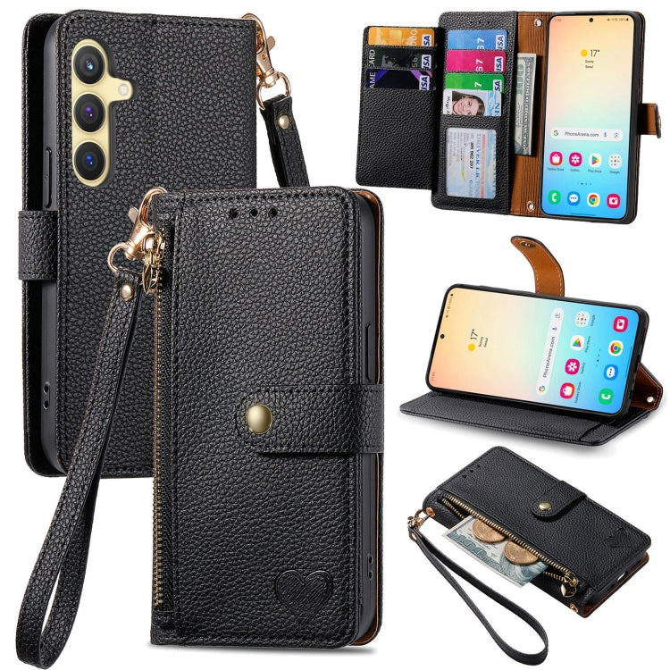 Custodia in pelle con cordino e cerniera per Samsung Galaxy S25 5G