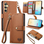Custodia in pelle con cordino e cerniera per Samsung Galaxy S25 5G