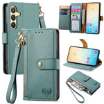 Custodia in pelle con cordino e cerniera per Samsung Galaxy S25 5G