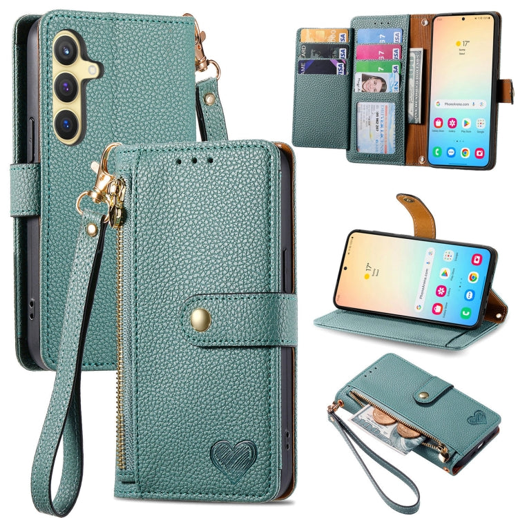 Custodia in pelle con cordino e cerniera per Samsung Galaxy S25 5G